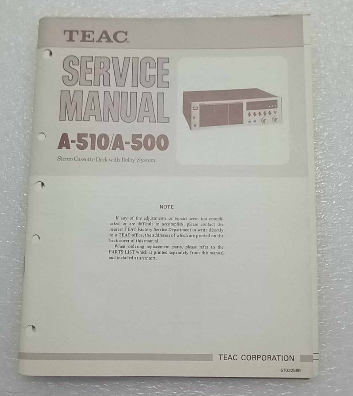 Teac A-510 A-510 service manual