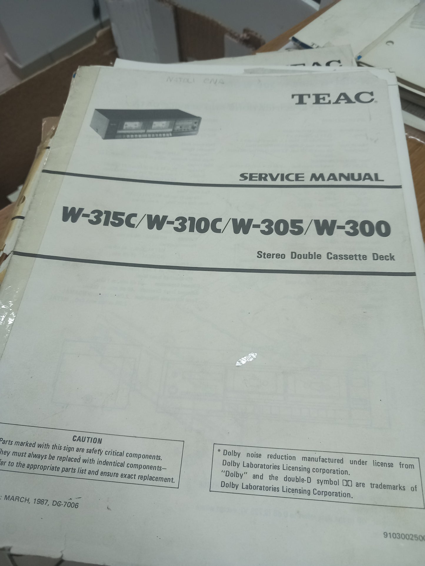 TEAC W-315C W-310C W-305 W-300 SERVICE MANUAL