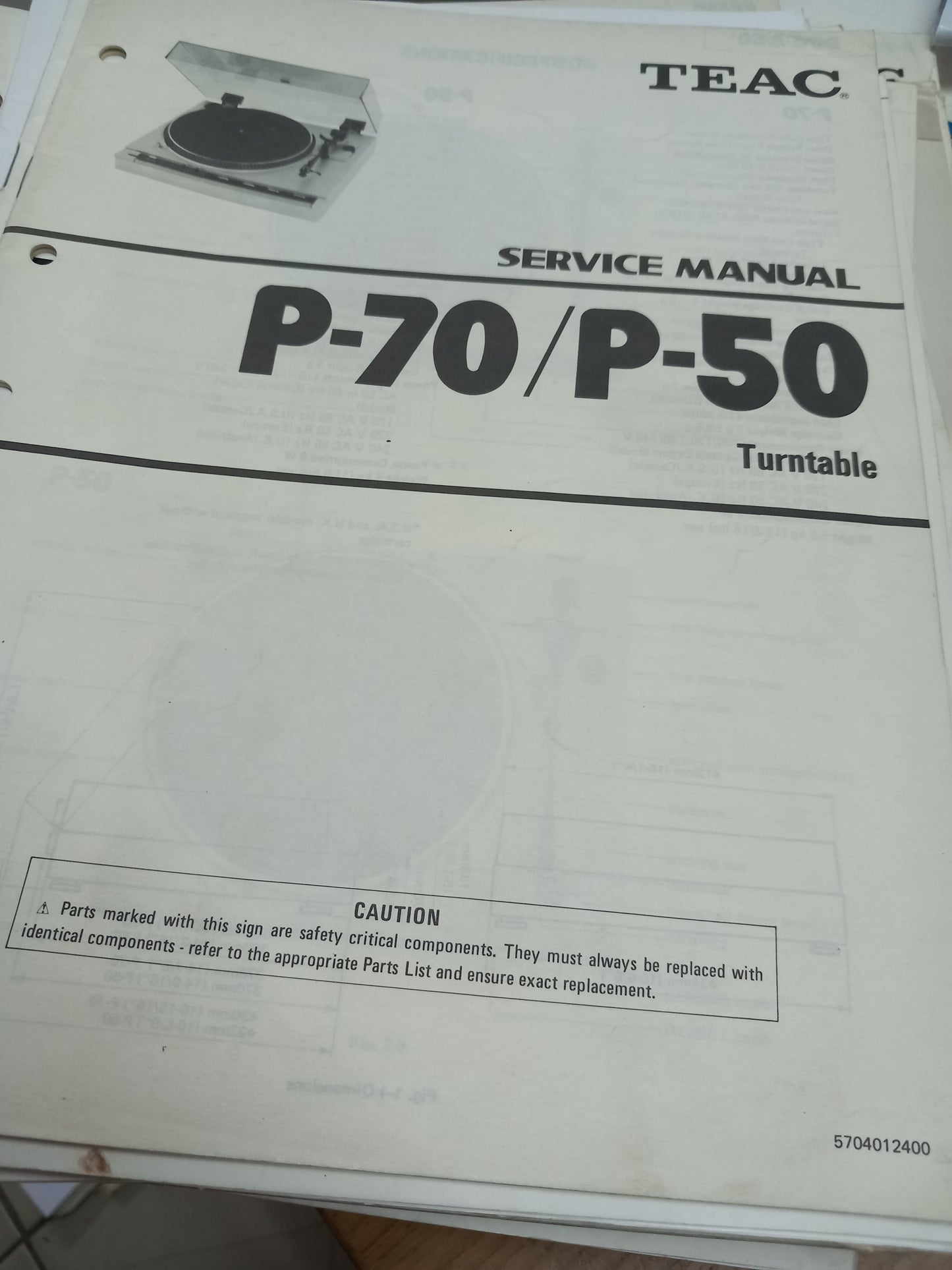 TEAC P-70 P-50 SERVICE MANUAL