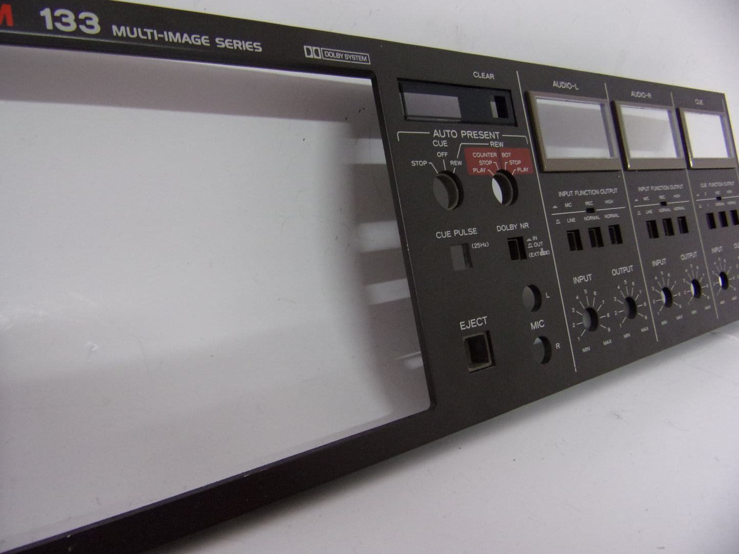 Tascam 133 front panel with clear vu covers