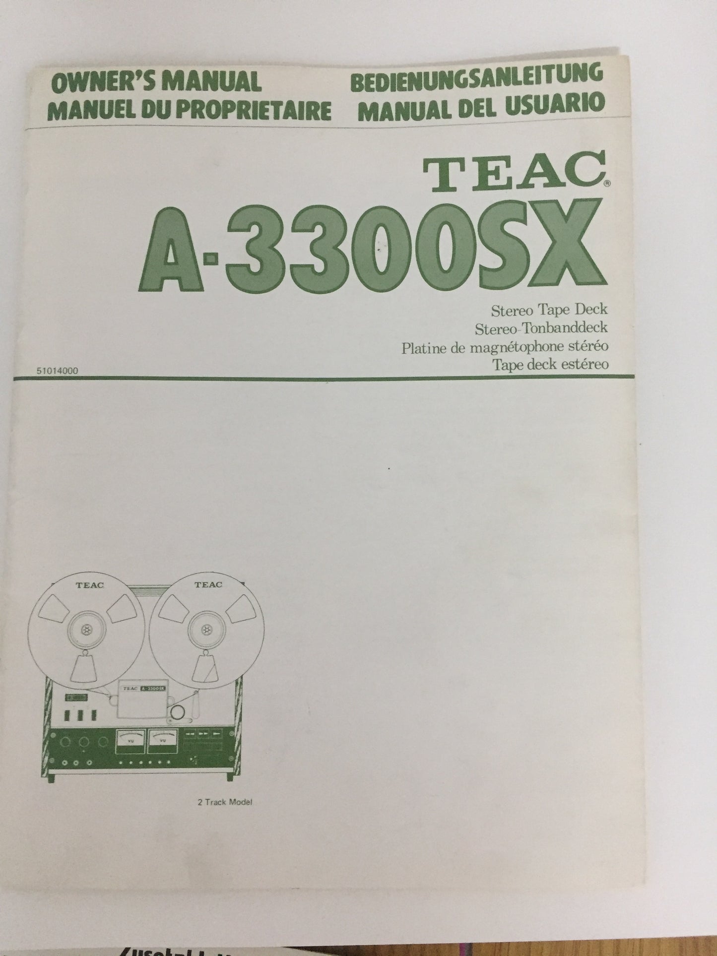 TEAC A-3300SX Stereo Tape Deck Owner's Manual